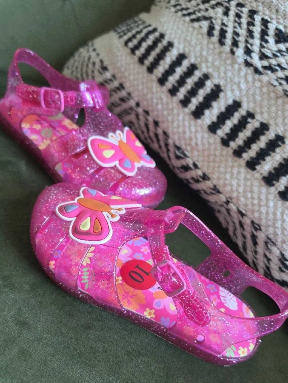 cupcakes & cashmere Kids Pink Glitter Butterfly Jelly Sandals